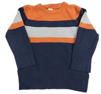 Oranžovo-tmavomodro-sivý sveter Topolino