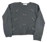 Tmavosivý sveter s mašľami H&M