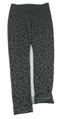 Tmavošedé vzorované melírované teplákové zateplené legíny MANGUUN