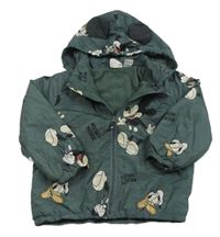 Tmavozelená šušťáková jarná bunda s Mickeym a kapucňou Disney