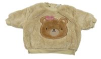 Béžová chlpatá mikina s medvedíkom Next