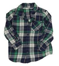 Tmavomodro-zeleno-bílá kostkovaná košile Tu