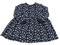 Tmavomodré teplákové kvetované šaty F&F