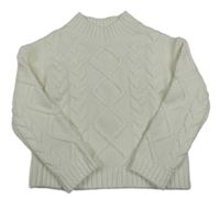 Smotanový vzorovaný crop sveter PRIMARK