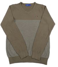 Hnedo-sivý sveter s pruhy Tommy Hilfiger