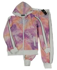 Nové - 2set - Fialovo-meruňková tepláková souprava 