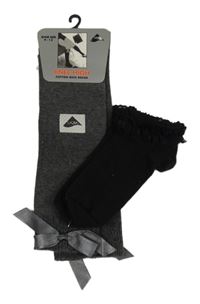 2set - černé ponožky + tmavošedé podkolenky - nové vel.27-30