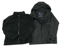 3v1 - Černá šusťáková celoroční bunda s kapucí + fleecová mikina Mountain Warehouse
