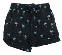 Čierne plátenné kraťasy s palmami Primark