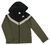 Kaki-čierna prepínaci športová mikina s logom a kapucňou Nike
