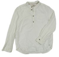 Bílá lněná polo košile H&M