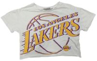 Biele crop oversize tričko s nápisem - Lakers