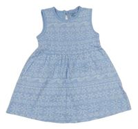 Modré bavlnené šaty s plážovým motívom Primark