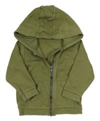 Khaki propínací mikina s kapucí M&S