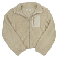 Béžová chlpatá crop bunda H&M