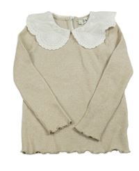 Béžový rebrovaný ľahký sveter s golierikom C&A