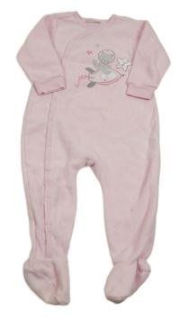 Svetloružový fleecový overal s mačičkou Ergee