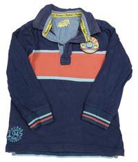 Tmavomodro-červené polo triko s Thomasem M&S