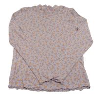 Lila žebrované triko s kytičkami Alive