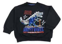 Čierna mikina s dinosaurem z flitrů F&F