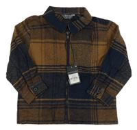 Nové - Béžovo-tmavomodrá kockovaná košeľová bunda Primark