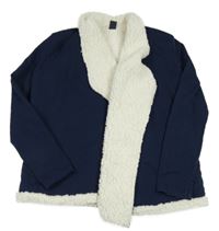 Tmavomodrý teplákový zateplený cardigán Y.F.K. 