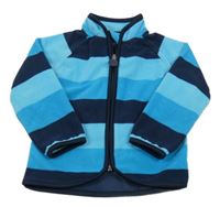 Tmavomodro-tyrkysová pruhovaná fleecová propínací mikina Tchibo