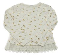 Bílý hvězdičkovaný lehký svetr s krajkou F&F