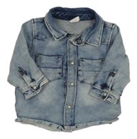 Svetlomodrá teplákovo/riflová košeľová bunda H&M