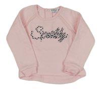 Svetloružová vzorovaná mikina s nápisom Dirkje