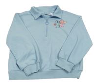 Svetlomodrá crop mikina so Stitchem s golierikom LC Waikiki