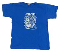 Modré tričko s potlačou