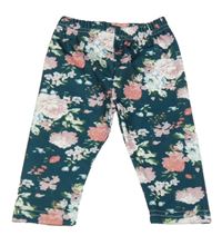 Tmavozelené kvetované nohavice