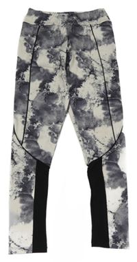 Sivo-biele vzorované športové funkčné legíny Zara