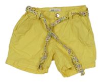 Žluté plátěné kraťasy s páskem H&M