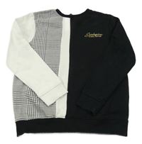 Čierno-bielo-vzorovaná mikina s nápisom George