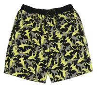 Čierno-žlté plážové kraťasy so žralokmi Y.F.K.