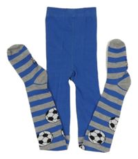 Modro-šedé pruhované punčocháče s míči 