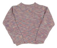 Ružovo-modrý melírovaný trblietavý oversize sveter Kiki&Koko