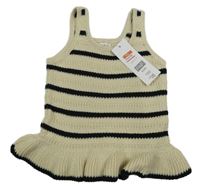 Nové - Béžovo-černý pruhovaný pletený peplum top F&F