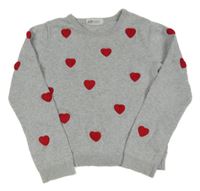 Sivý crop sveter so srdiečkami H&M