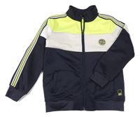 Tmavomodro-žlto-biela športová prepínaci mikina s pruhmi Kids
