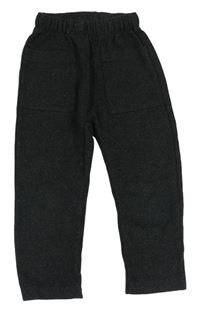 Tmavošedo-čierne vzorované úpletové nohavice ZARA