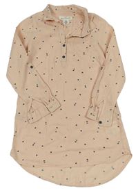 Pudrové košeľové šaty so srdiečkami H&M