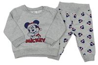 2Set - Šedá melírovaná mikina s Mickey s vánočním motivem + tepláky Disney