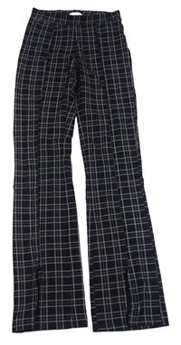 Černo-světlefialové kostkované flare legíny H&M