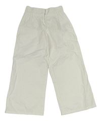Bílé wide leg plátěné kalhoty ZARA