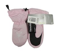 Nové - světlerůžovo-černé šusťákové zimní palcové rukavice s vločkou alive