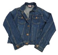 Tmavomodrá tepláková rifľová crop bunda s golierikom alive