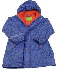 Modrofialovo-tmavomodrý vzorovaný nepromokavý jarní kabát s odepínací kapucí CeLaVi